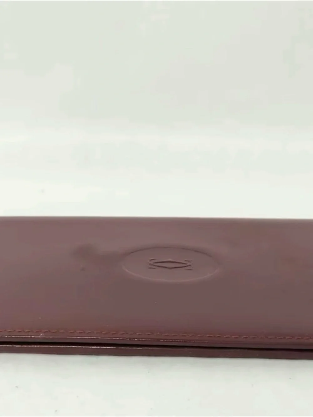 Cartier Burgundy Leather Long Wallet with Gold Corner Hardware